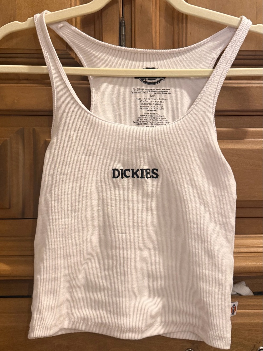 Dickies Women's Light Pink Ribbed Tank with Logo